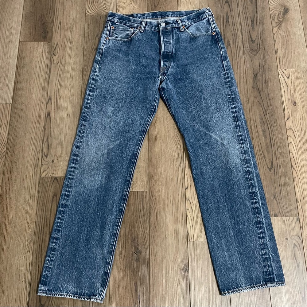 Levi’s 501‎ Button Fly Blue Denim Jeans Mens 34